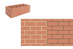 Кирпич утолщенный рядовой пустотелый «Красный» М 150